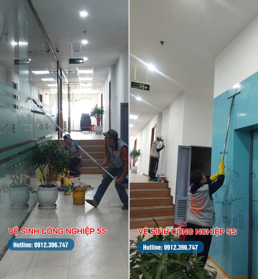 Vệ sinh khu vực hành lang tòa nhà