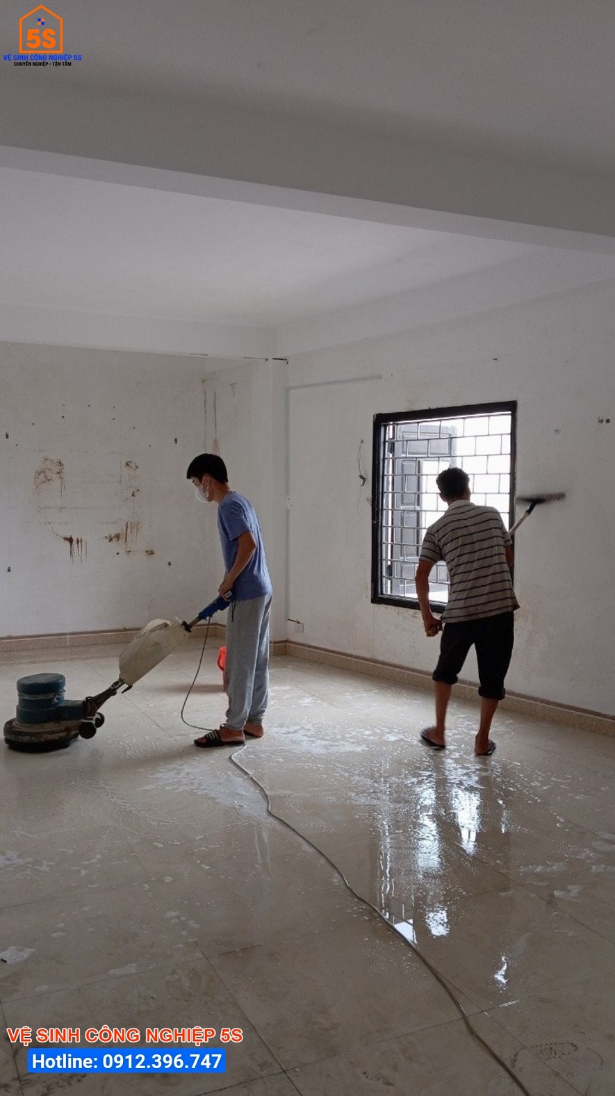 Đánh bóng sàn, vệ sinh tường