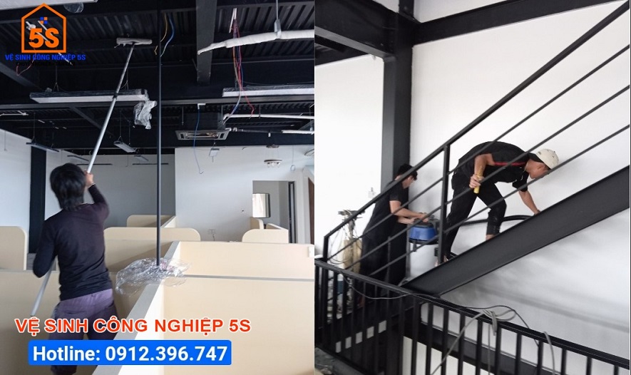 Lau dọn trần nhà, hút bụi cầu thang