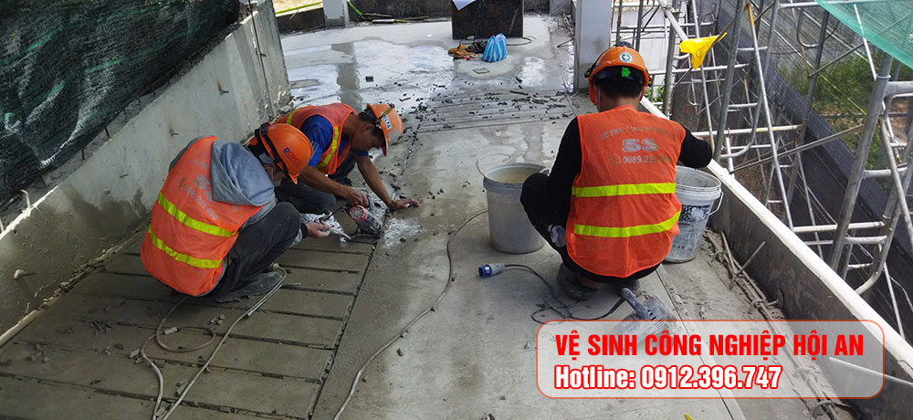cắt rảnh Ramp dốc cho tầng hầm tại Hội An